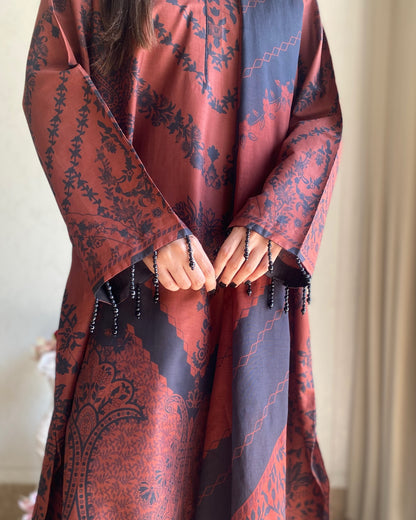 Caramel Dusk | 3-Piece Stitched Printed kaftan