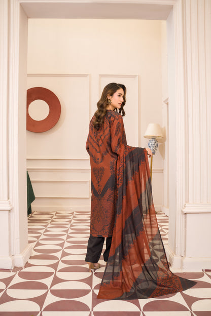 Caramel Dusk | 3-Piece Stitched Printed kaftan