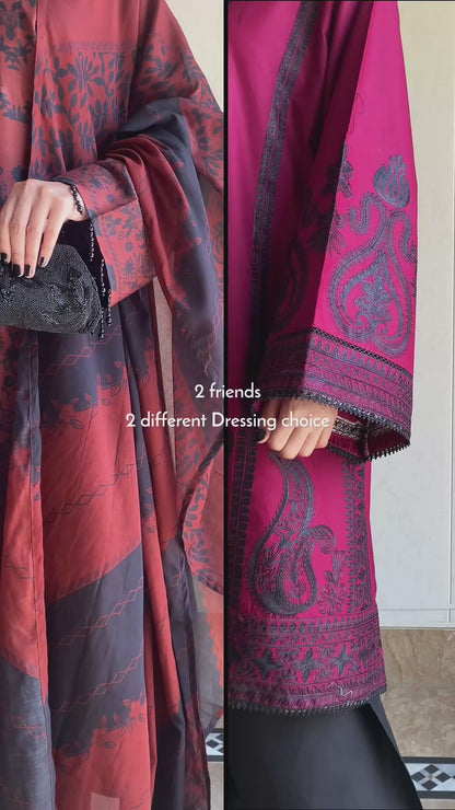 Caramel Dusk | 3-Piece Stitched Printed kaftan