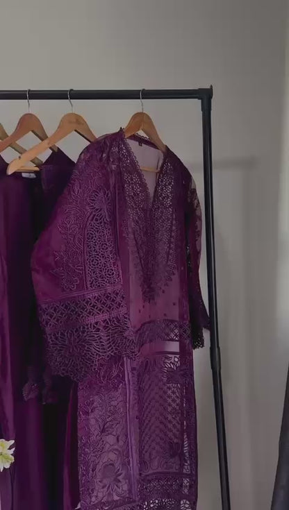 Royal Plum 3 Piece Embroidered Suit